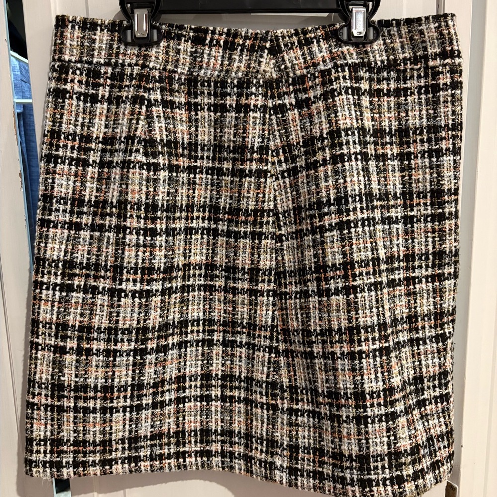 LOFT Black and White Pencil Skirt Knee-Length Workwear